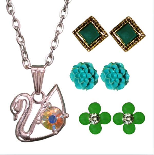 Green Swan Necklace Set Combo 4