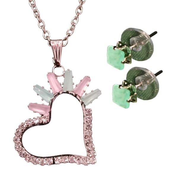Silver Heart Pendant Chain With Earring Combo 1