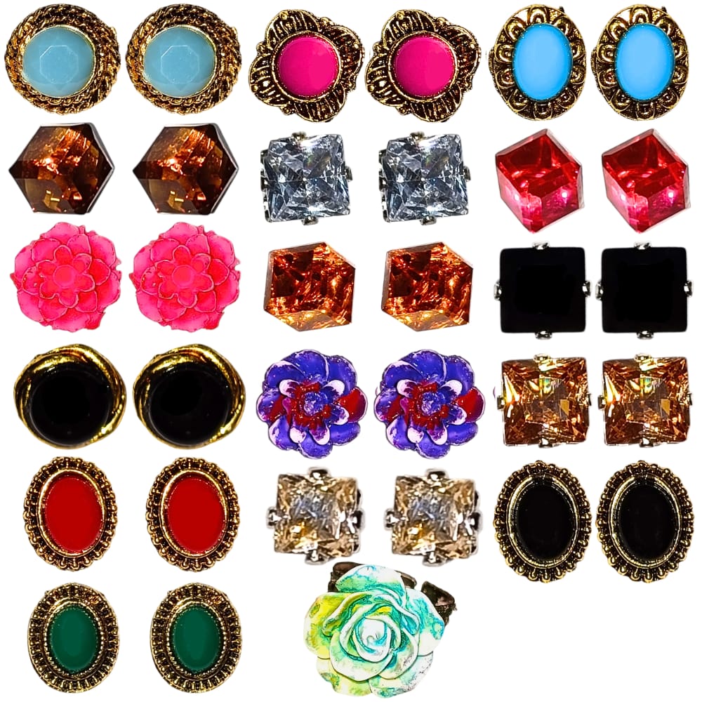Stud Earrings with Ring Set Combo 1