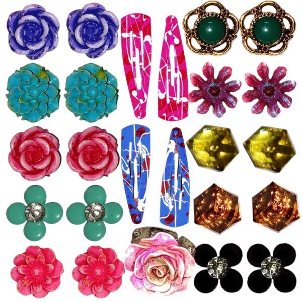 Trending Stud Earrings with Clips and Ring Set 1