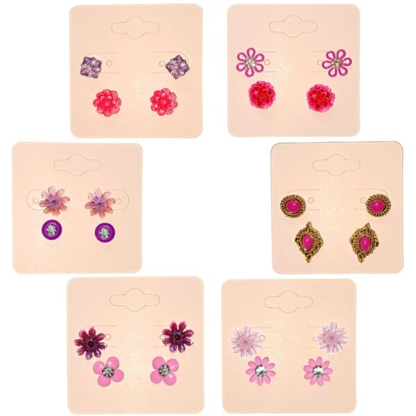Pink Stud Earrings Set Combo 4