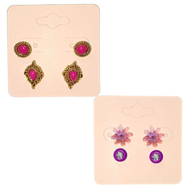Pink Stud Earrings Set Combo 3